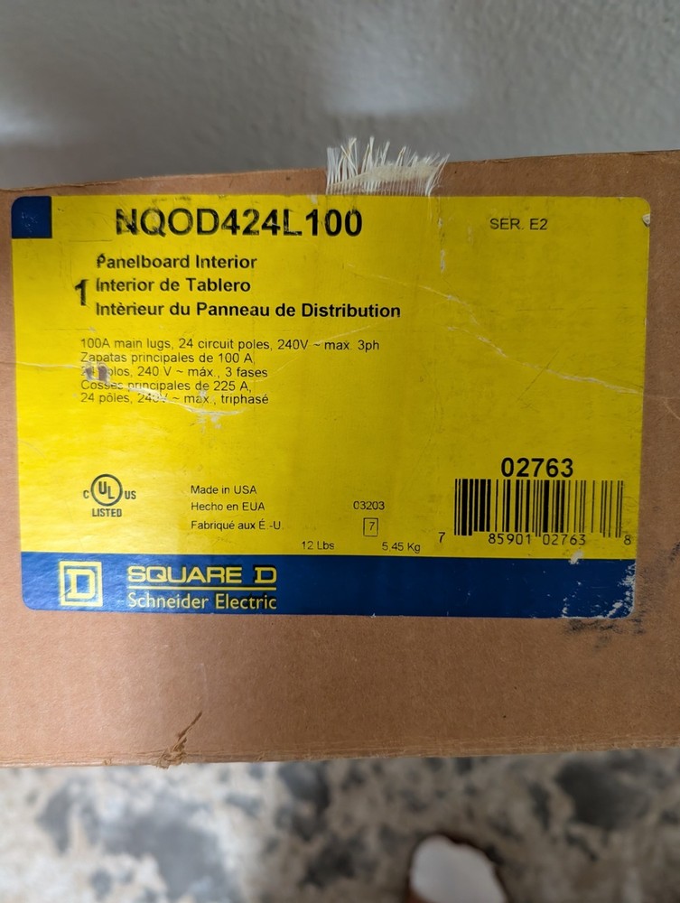 Square D Breaker Panel Board NQOD424L100CU