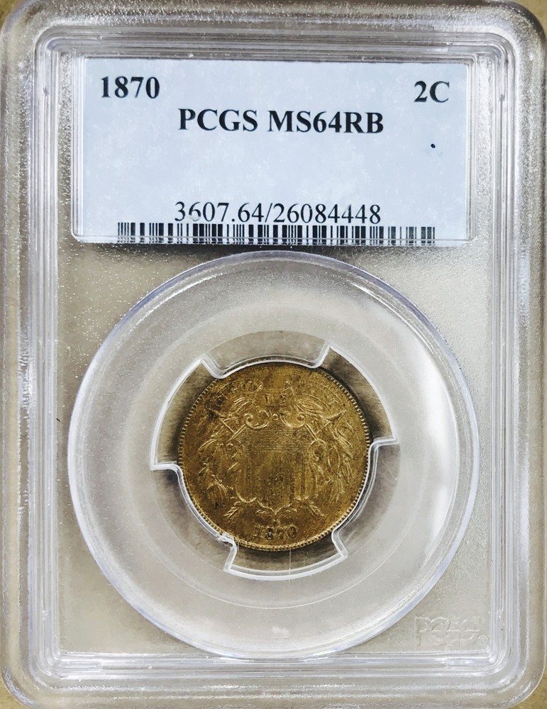 *1870 SHIELD 2 CENT* *PCGS MS64 RB* NR #CVIP87