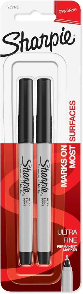 Sharpie Permanent Markers, Fine Point, Black, 2 Count