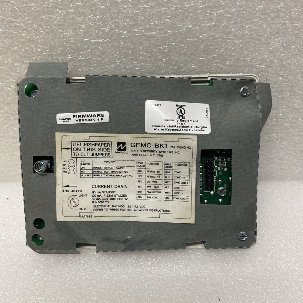 Napco Gemini GEMC-BK1 Security System Keypad Alarm Panel Control