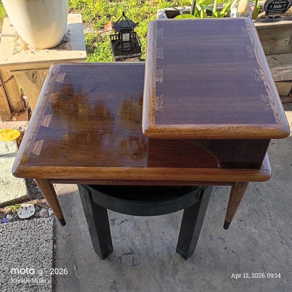 Antique Lane Ash And Walnut Two Tier Dovetail Side Table
