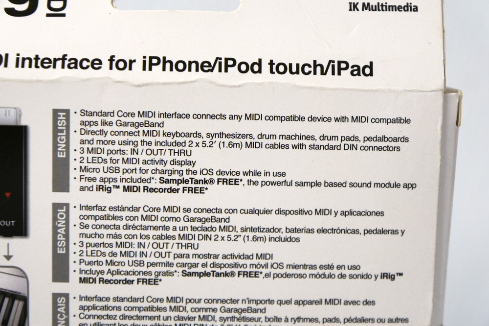 IK Multimedia iRig MIDI Interface for iPhone/iPod touch/iPad (2012)