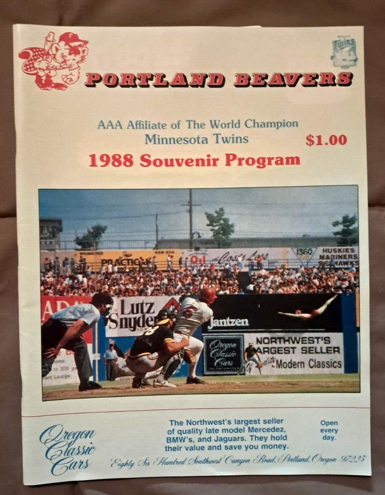 PORTLAND BEAVERS , 1988 SOUVENIR PROGRAM - Baseball, VG