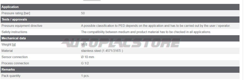 IFM E30016 Compression Fitting For Temperature Sensors New 1PCS
