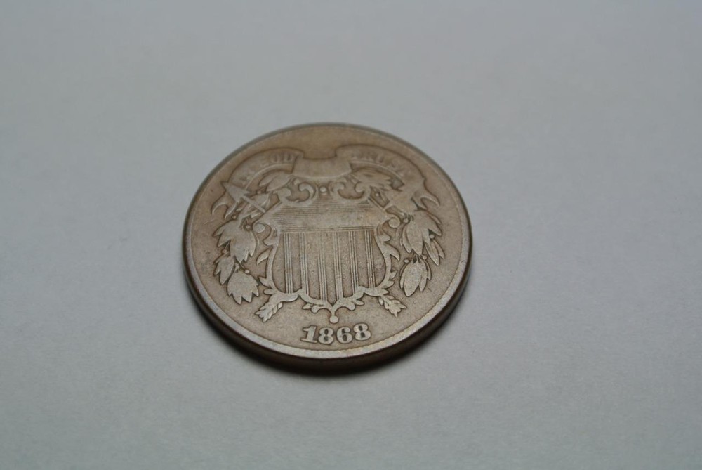 1868 Shield Two, 2 Cent Coin, Fine Condition - C4675