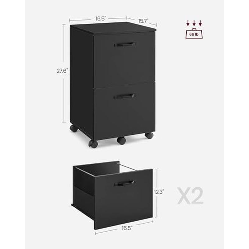 Rolling File Cabinet 2-Drawer Home Office Organizer Space Saving Printer Stand