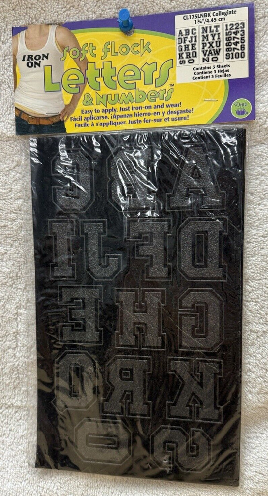 Dritz Letters & Numbers Upper Case "BLACK" Collegiate 1.75" CL175LNBK