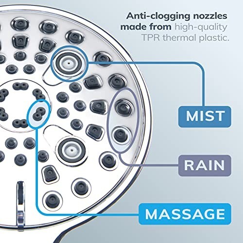 6 Functions Large Oversized Handheld Shower Head Set 6" High Pressure 60 Inch