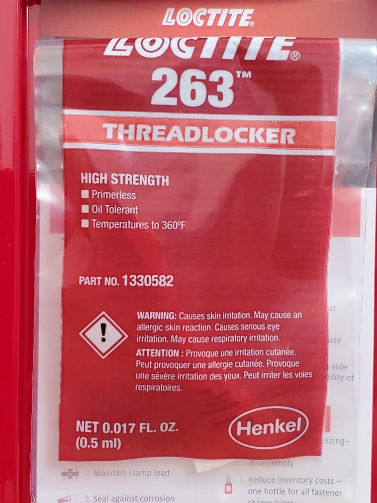 Loctite 263 Bolt Red Hi-Strength Permanent Threadlocker .5 ml