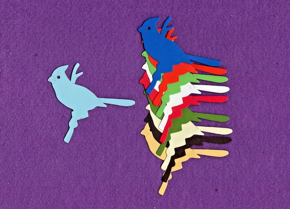 PERCHED BIRD cardinal / bluejay die cuts scrapbook cards