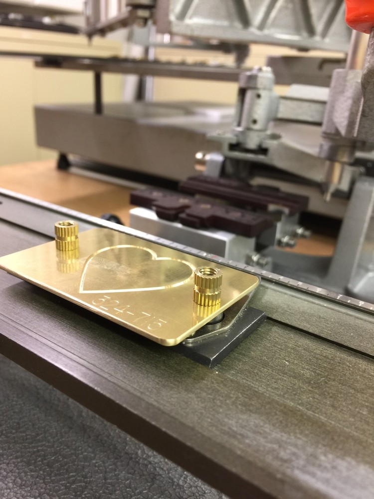 MEDIUM HEART SOLID BRASS MASTER ENGRAVING PLATE FOR NEW HERMES FONT TRAY