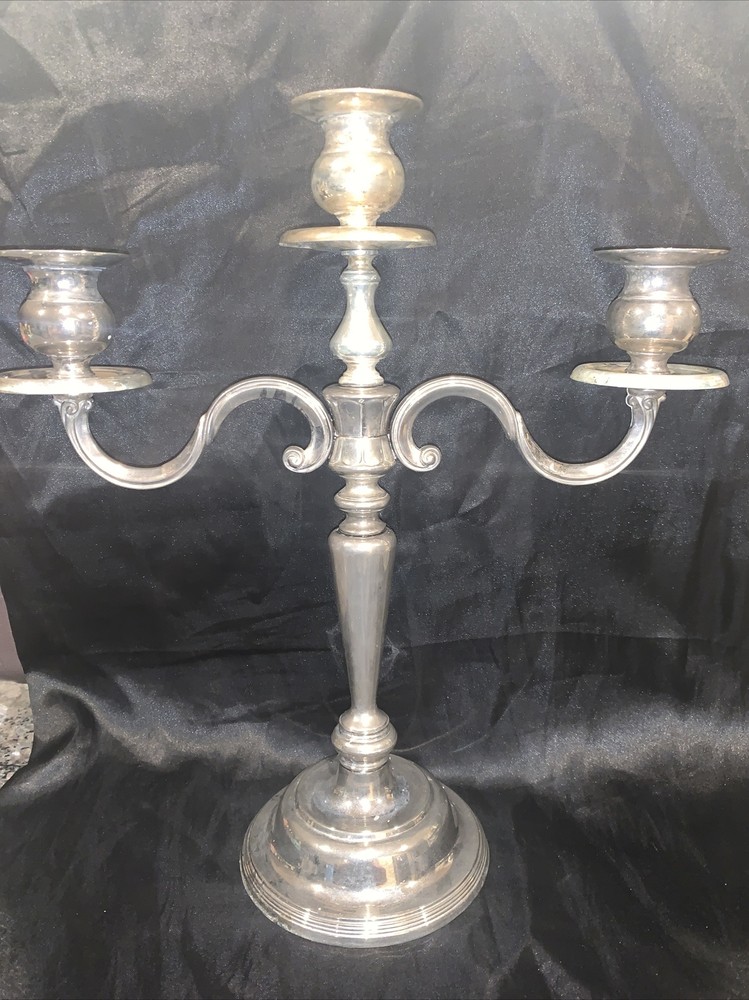 Antique  Candelabra Silverplate 3 Arm  Candlestick Holder