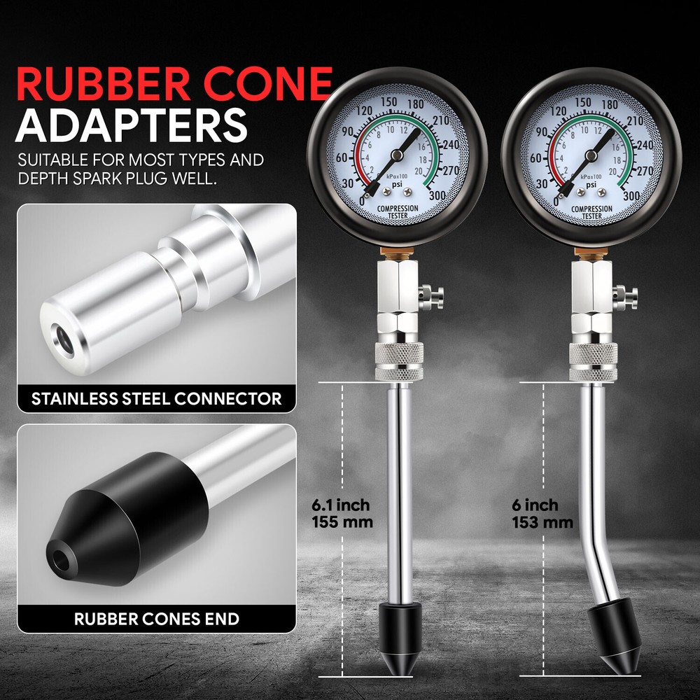 Gasoline Engine Gauge Compression Tester Tool Kit for Auto Car Motorcycle 8Pcs