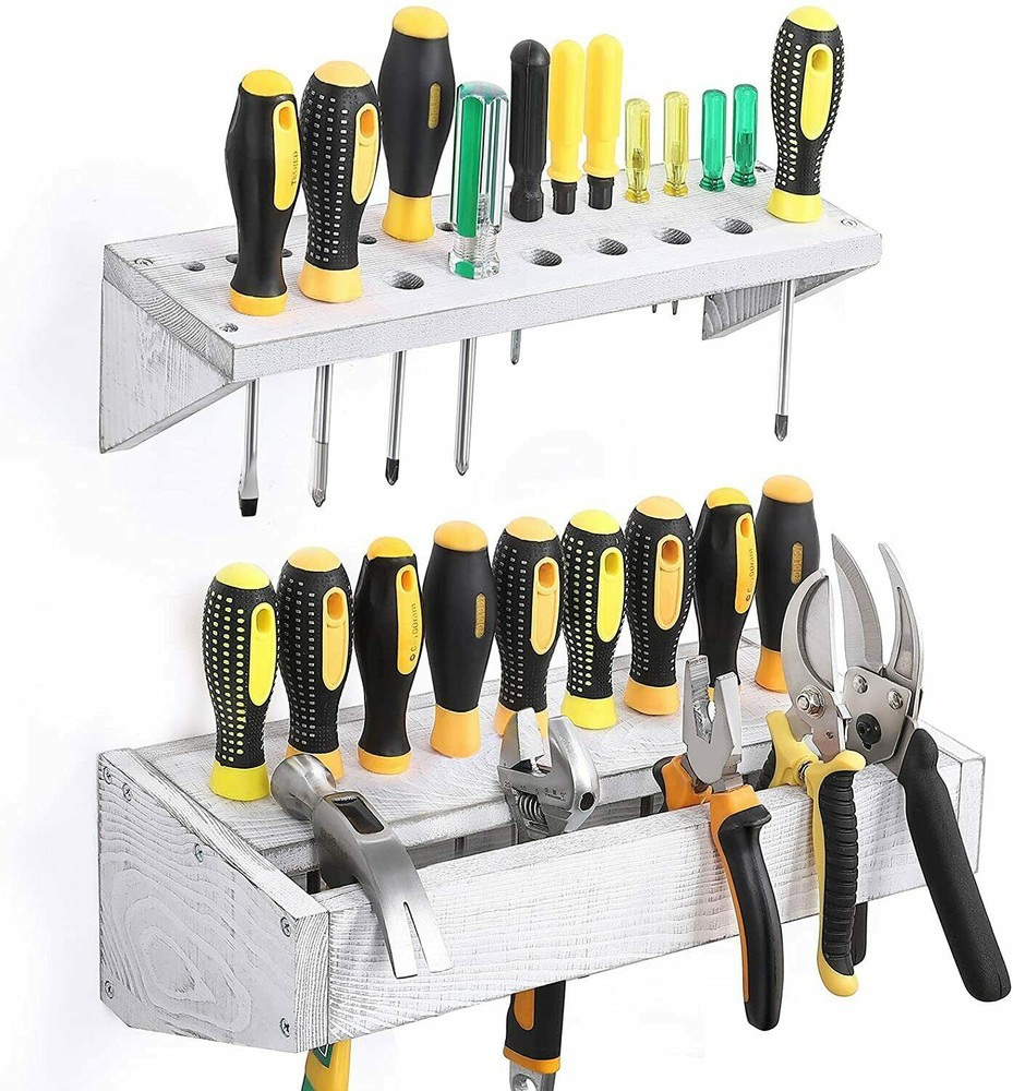 2 Pack Screwdriver Holder Wall Mount Storage Rack Organizer Workshop Shed Garage