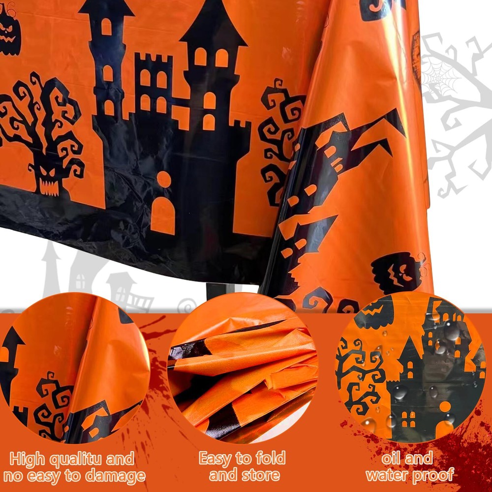 2Pc Halloween Tablecloth 54"x108" Rectangular Table Covers Halloween Party Decor