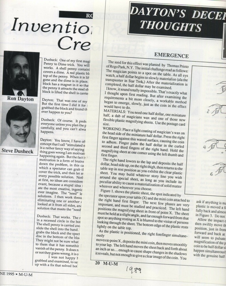 Ron Dayton collection 13 items "M-U-M" columns "Dayton's Deceptive Thoughts"