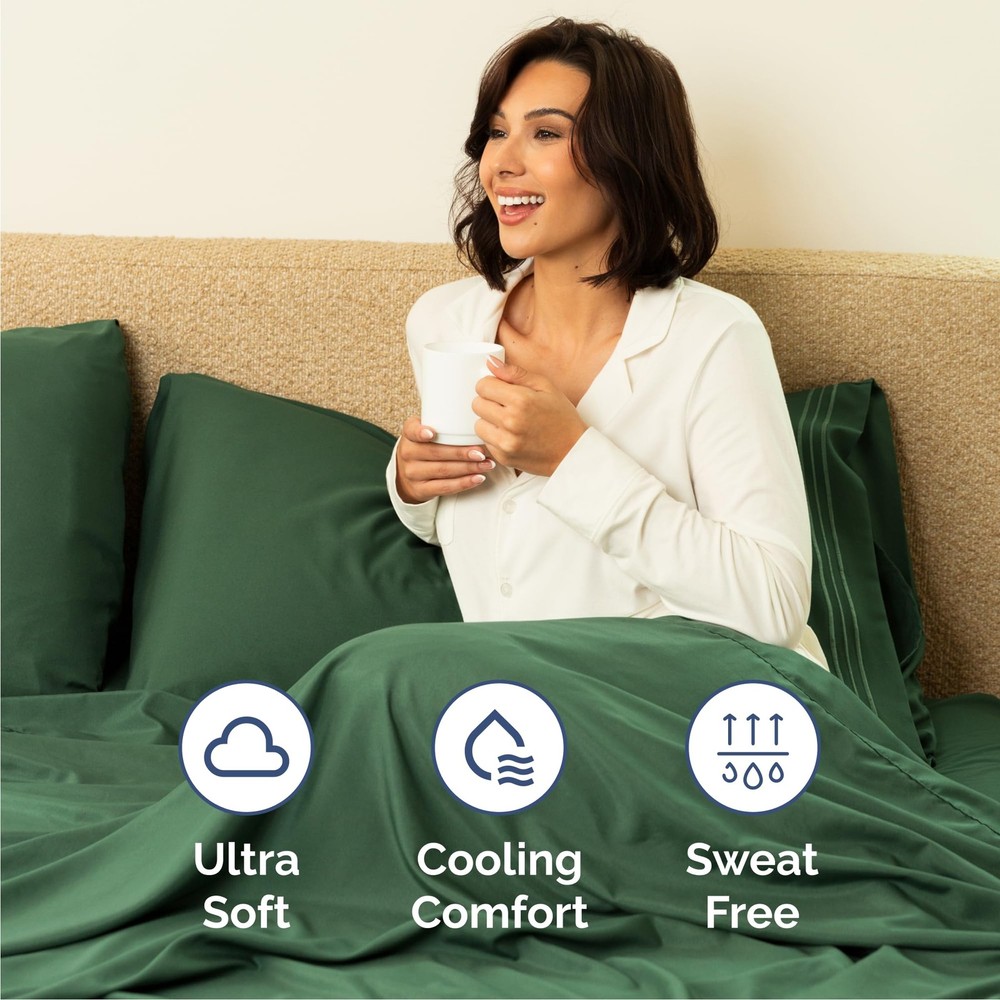 Queen Size 4 Piece Sheet Set - Comfy Breathable Cooling Bed Sheets Set - Hot...