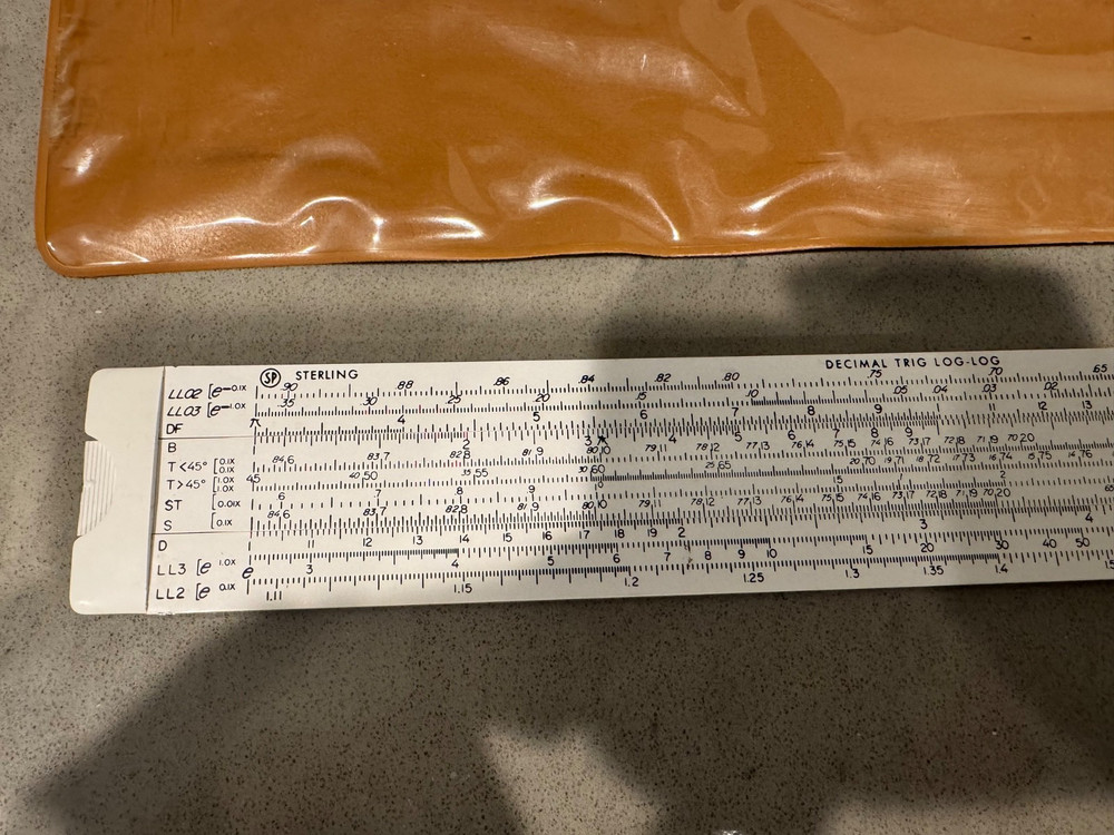 Sterling Decimal Trig Log-Log slide rules, with case