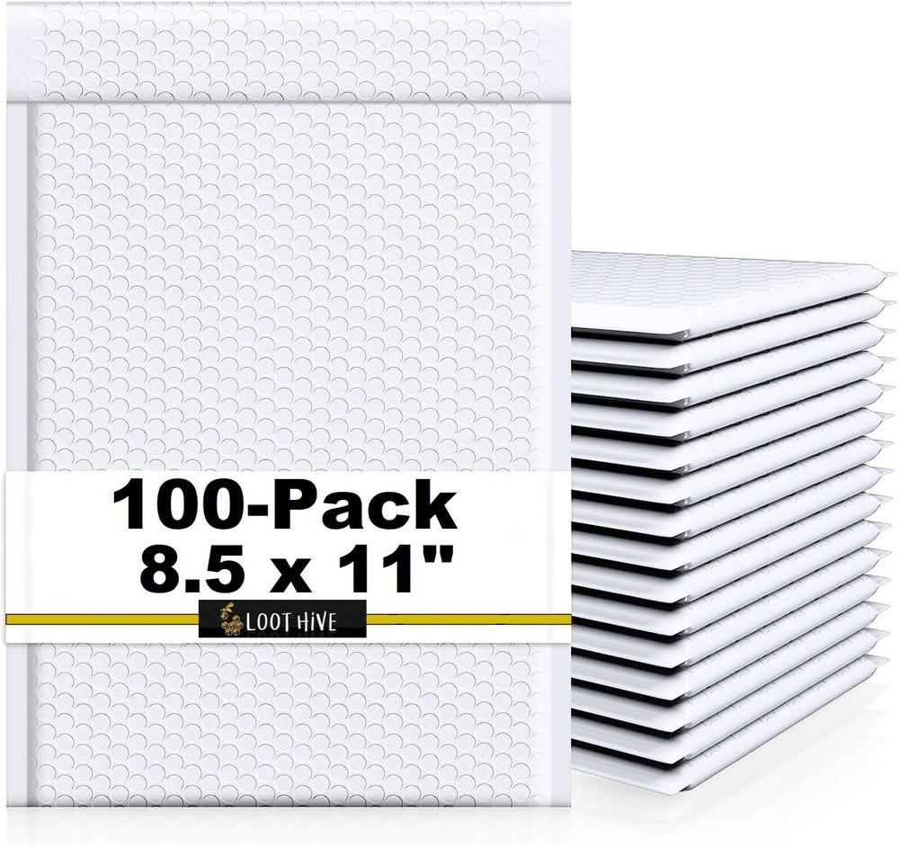 100-Pack WHITE 8.5 x 11" Padded POLY BUBBLE MAILER #2 shipping mailing envelope