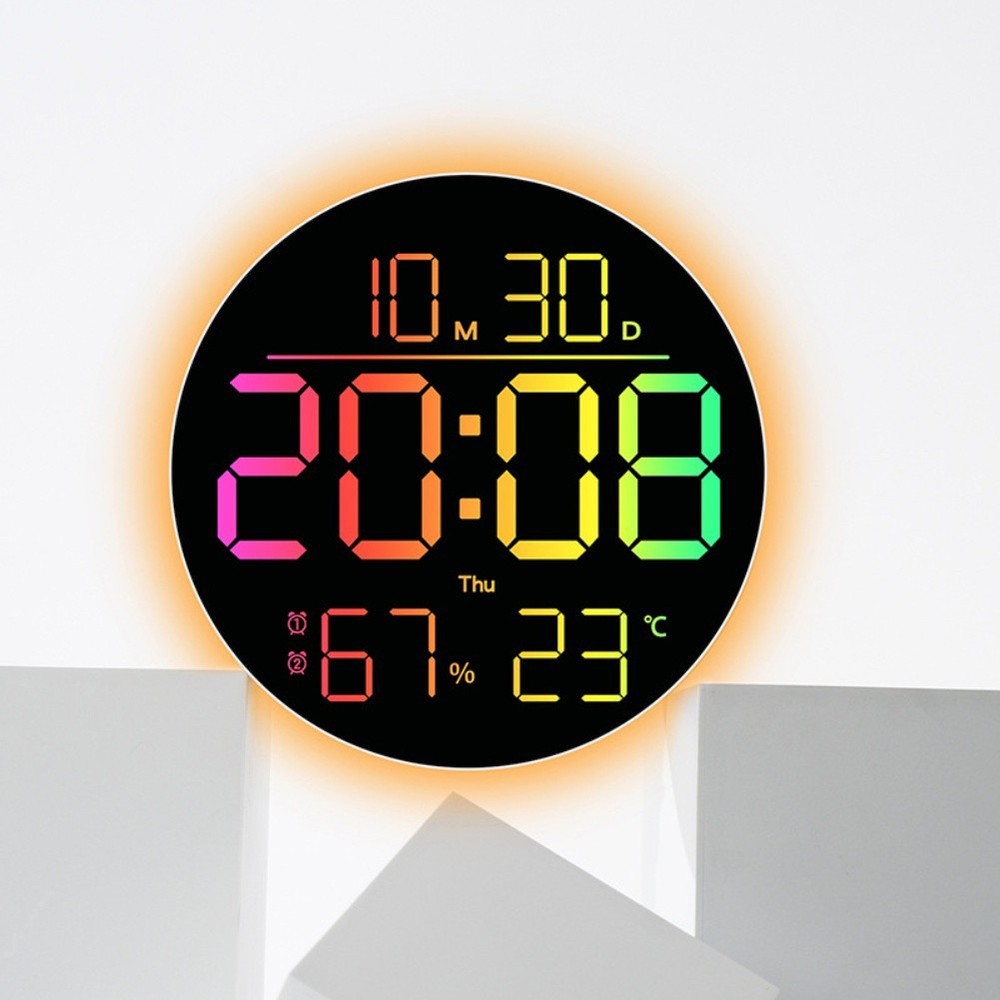 RGB Wall Clock with Remote Control Date Temp Humidity and Timer Function