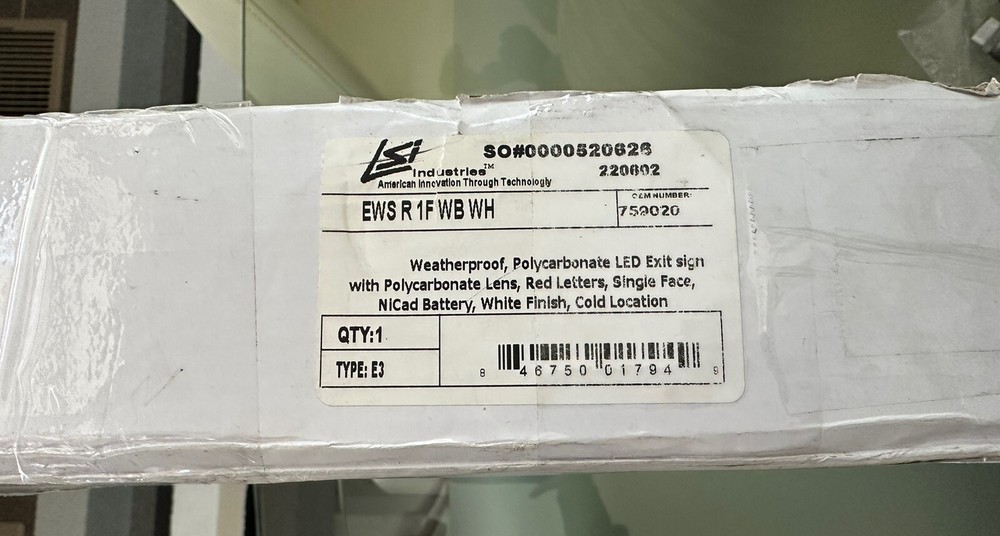 LSI Industries Polycarbonate LED Exit Sign - Weatherproof, Red, Single Face, E3