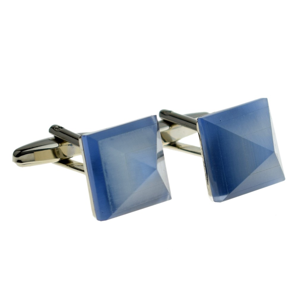 Iridescent Blue Pyramid Cufflinks Presented in a Box X2F037