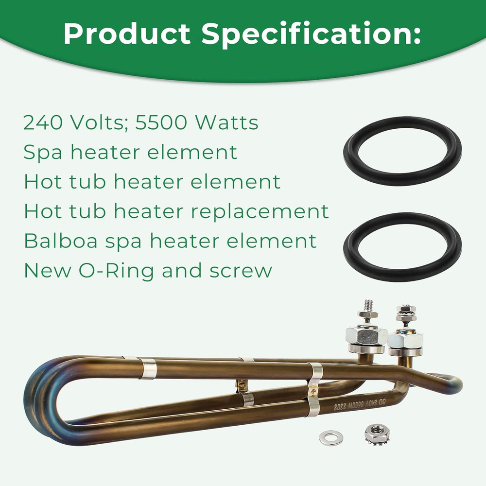 5.5KW 240V Flo-Thru Universal Heating Element for Balboa Spa Heater Element