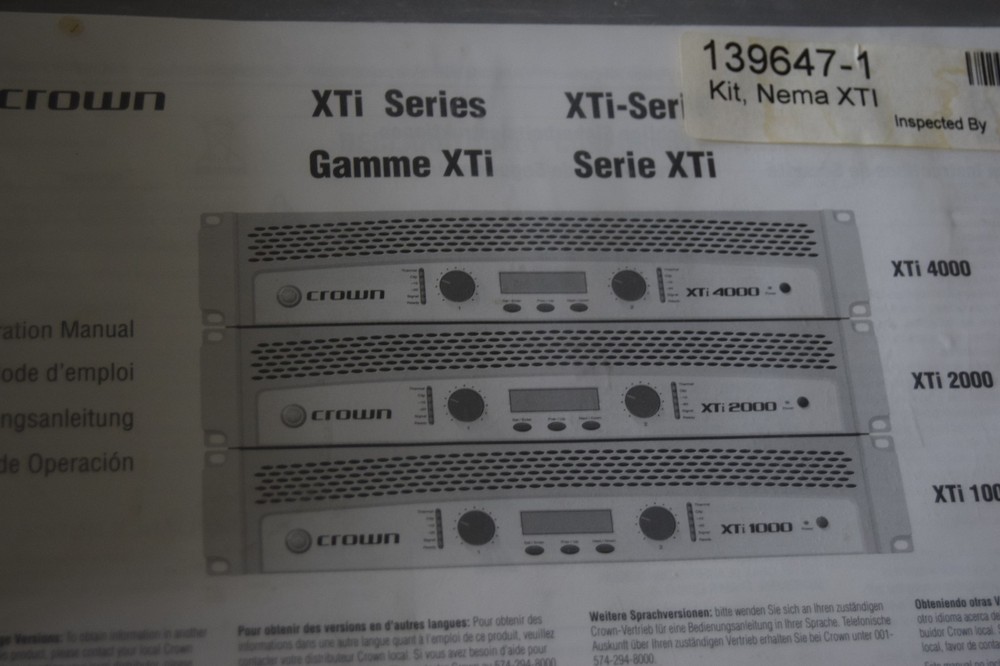 Crown XTI Amp Owner's Manual