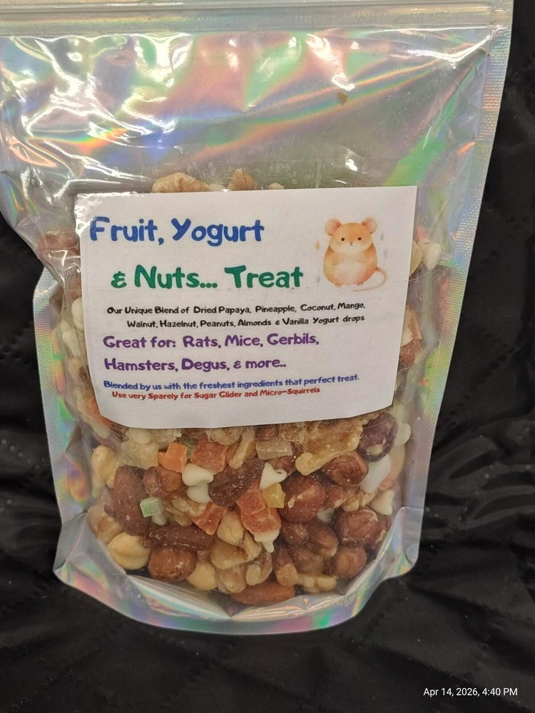 Fruit , Nuts & Yogurt Blend for Rats Mouse, Hamster, Gerbil , Sugar Gliders