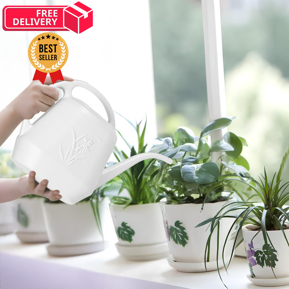 UFANME Plastic Watering Can - White Color - 1 Gallon