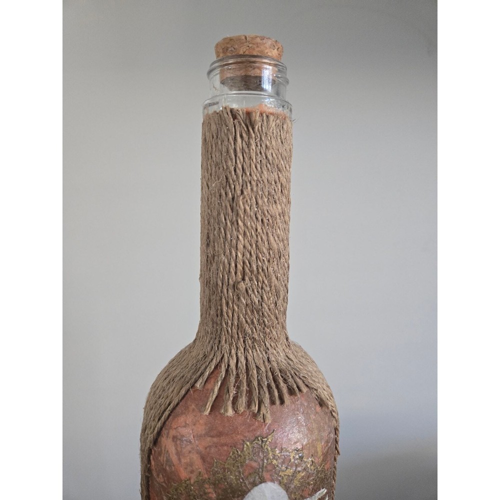 Handmade Papier Mache Applique Collage Decorative Bottle