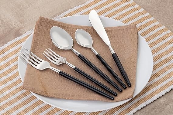 Black Print Cutlery Set