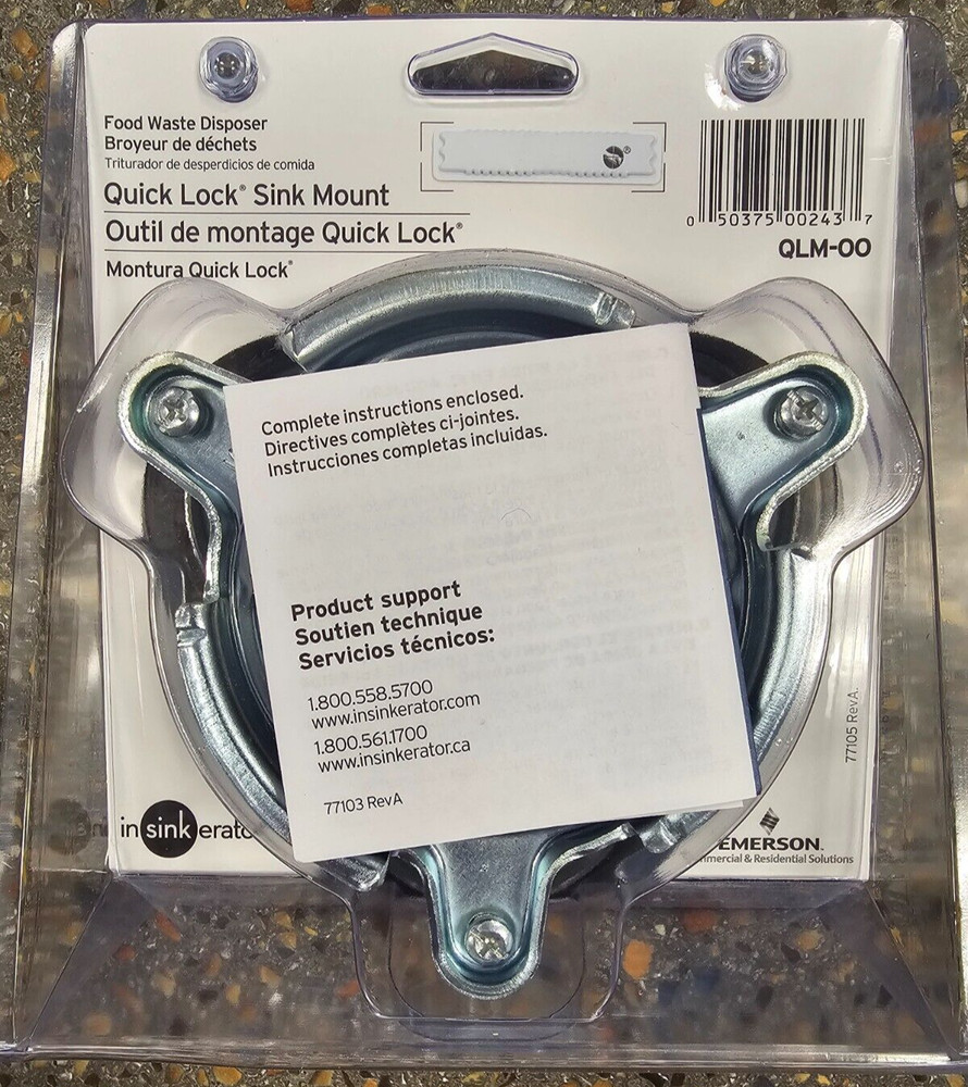 InSinkerator Sink Mount QLM-00 Chrome Quick Lock Flange Food Waste Disposer