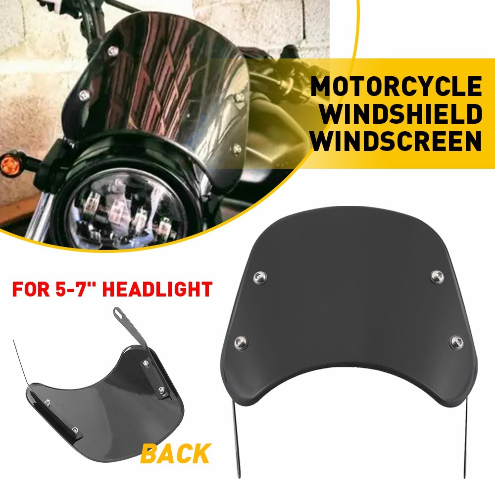 Motorcycle Headlight Windshield Windscreen Universal For 5-7'' Round Headlight A