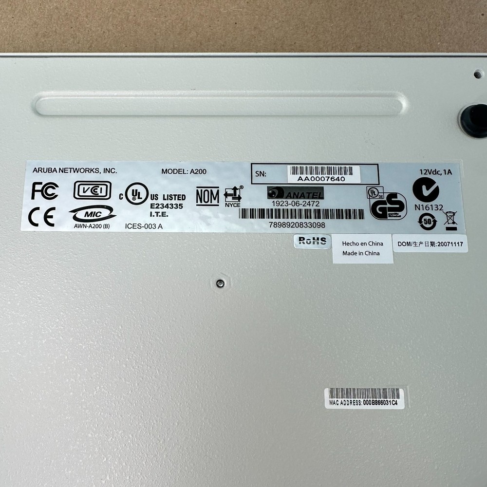 Aruba A200 WLAN Controller – Tested – Power Adapter Included