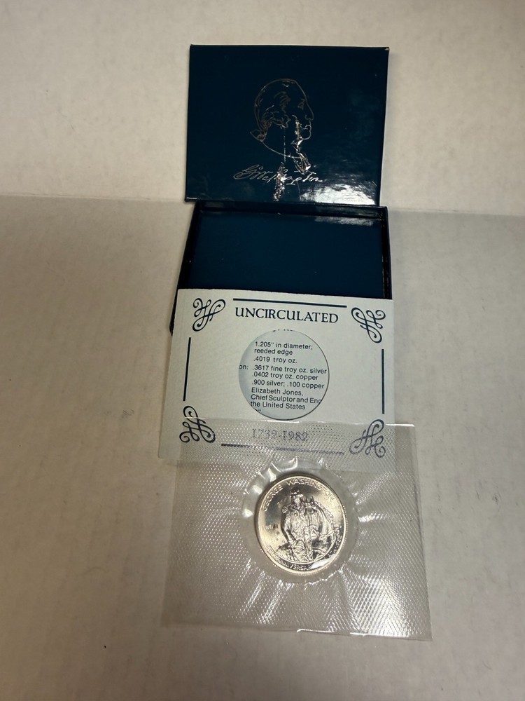 1982 D GEORGE WASHINGTON SILVER HALF DOLLAR COMMEMORATIVE COIN UNCIRCULATED