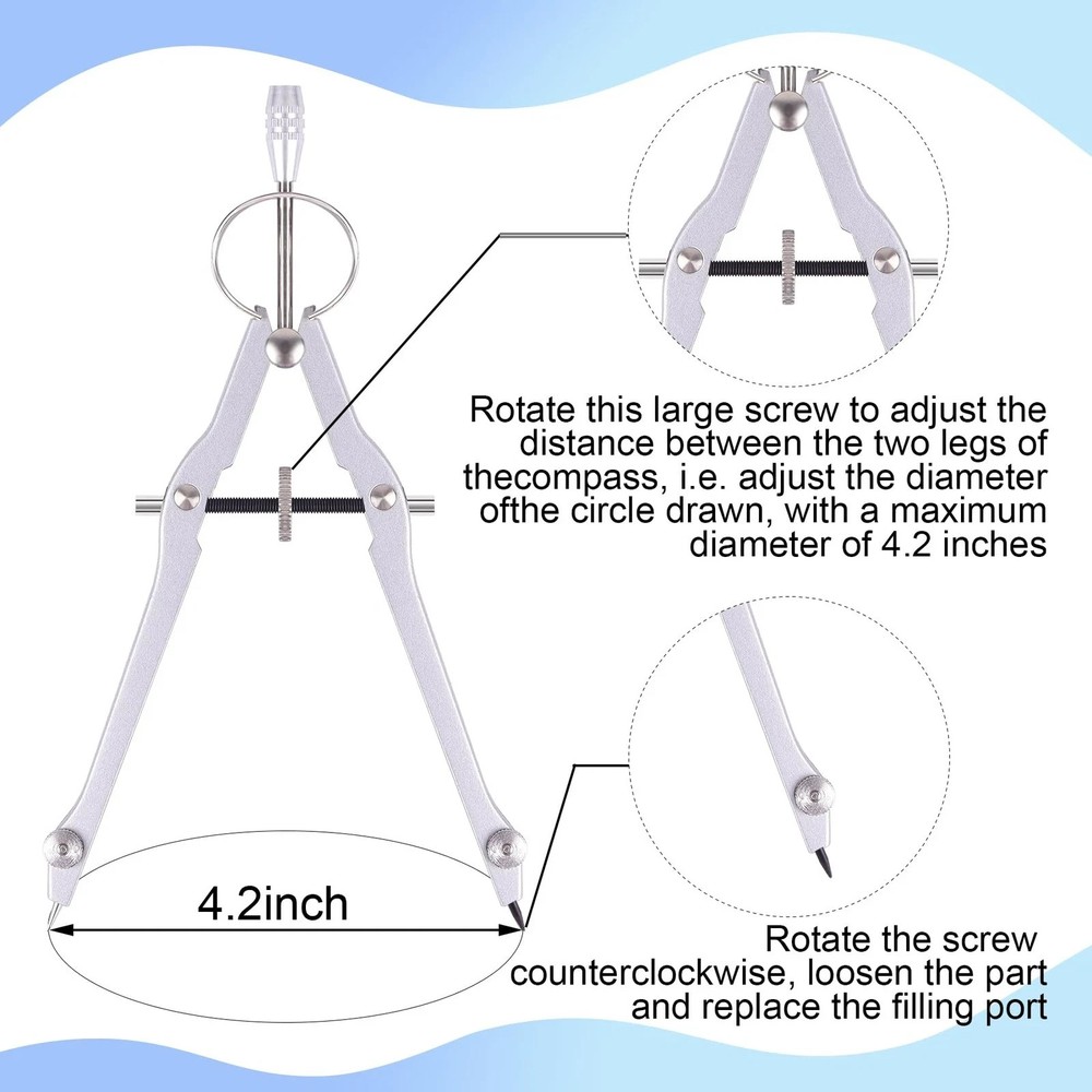 Compass and Protractor Set, Professional Drawing Compass Tool, Metal Compass ...