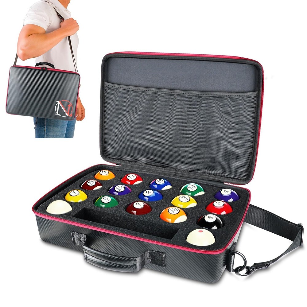 Pool Ball Case, Padded Billiard Carrying Bag with Handle and Shoulder Strap, ...