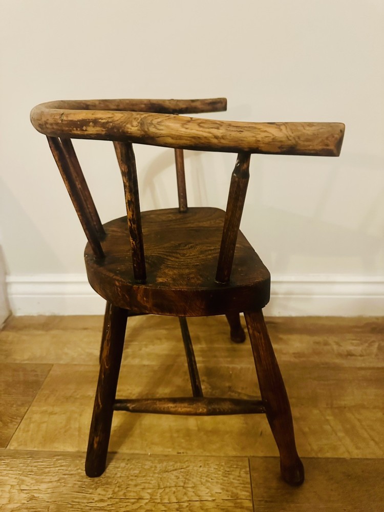 Antique apprentice piece stick back chair authentic primitive very rare original