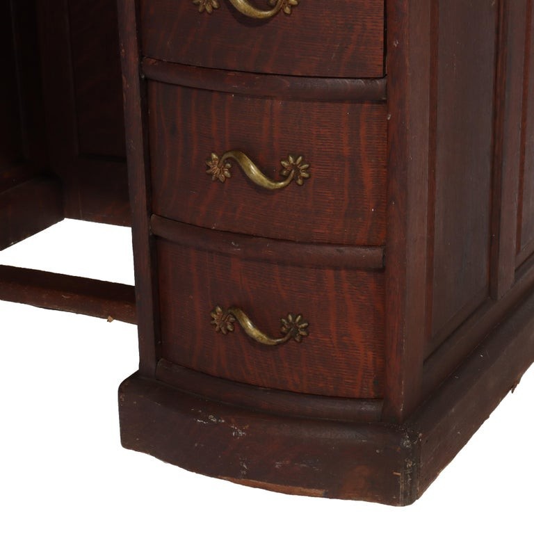 RJ Horner Oak Ladies Roll Top Desk C1910