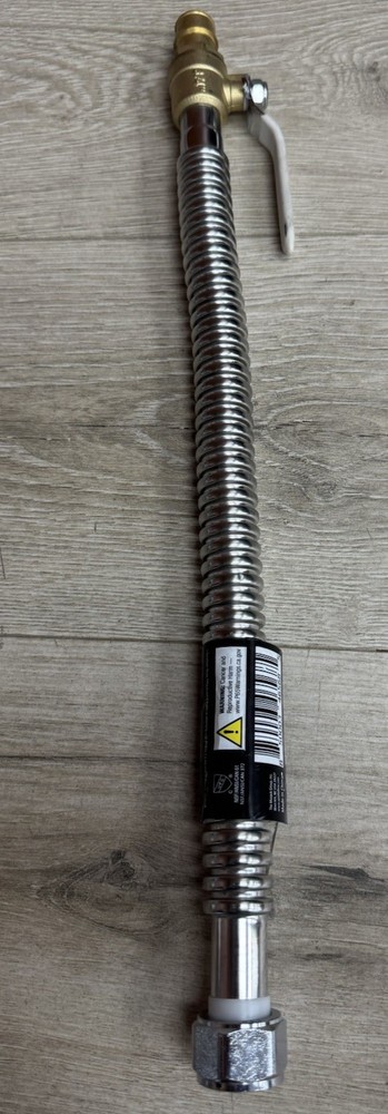 Apollo Corrugated Water Heater Connector with Ball Valve Stainless Steel