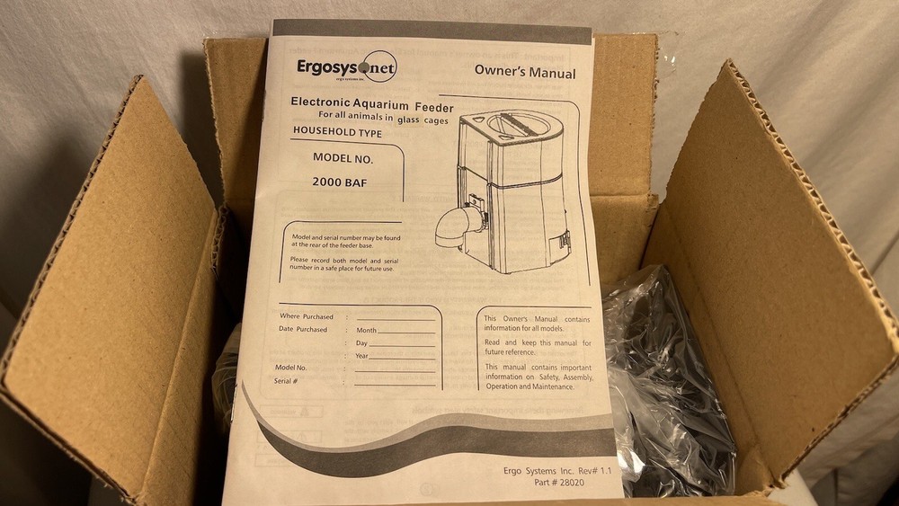 New!!!Ergo System Electronic Aquarium Mini Feeder 2000 BAF