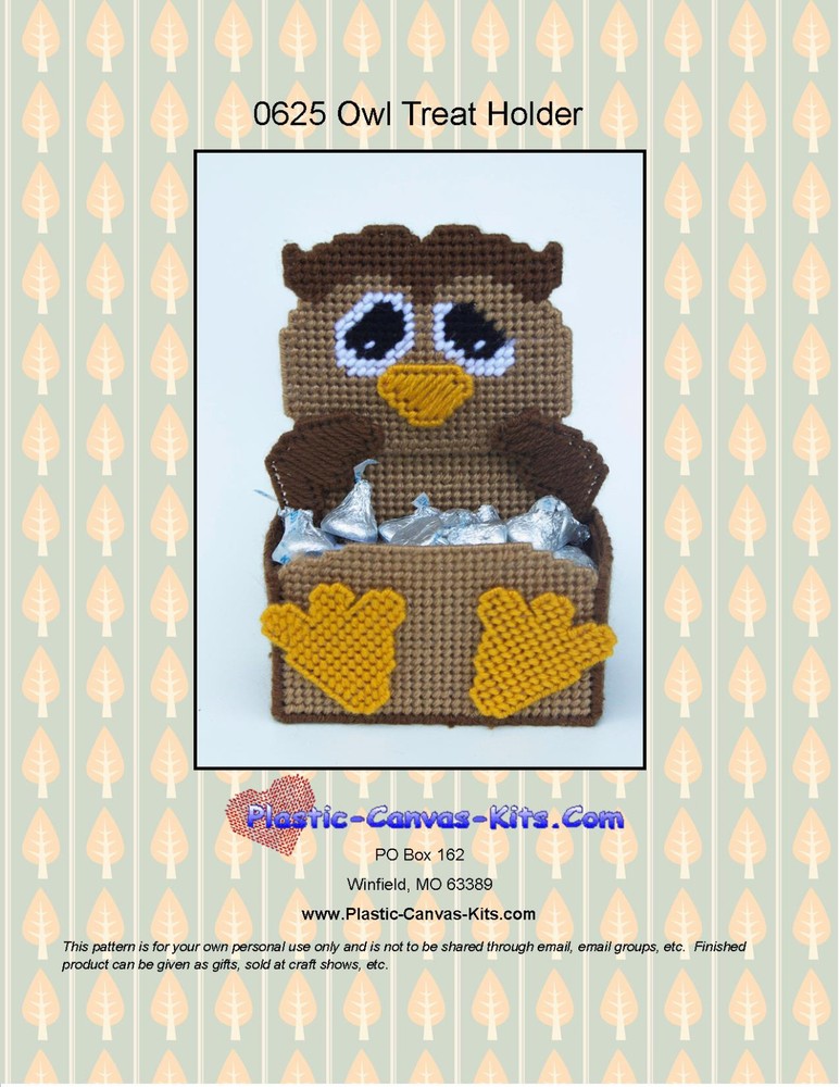 Owl Treat Holder- Plastic Canvas Pattern or Kit