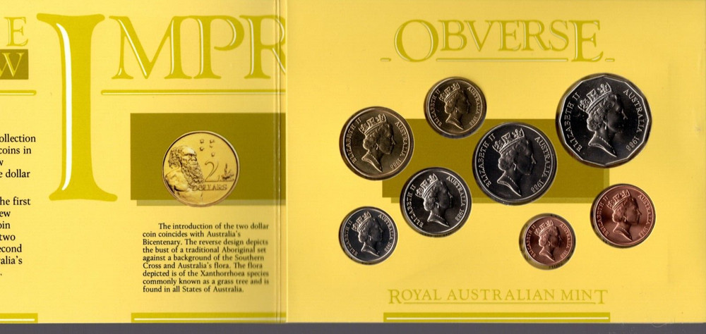 AUSTRALIA 1988 UNCIRCULATED MINT COIN SET KM#MS21