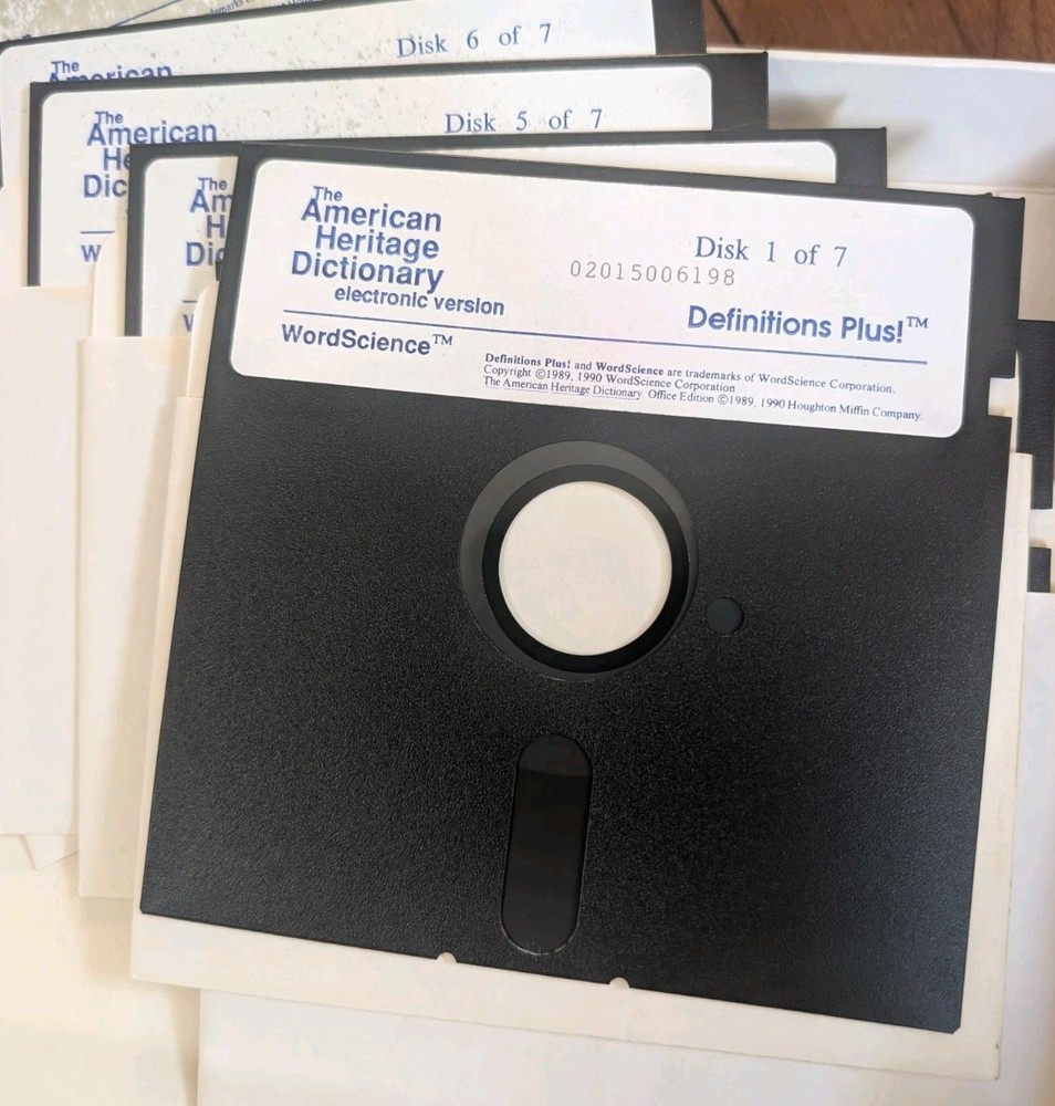 American Heritage Dictionary Electronic Version 5 1/4" Floppy Disk WordScience