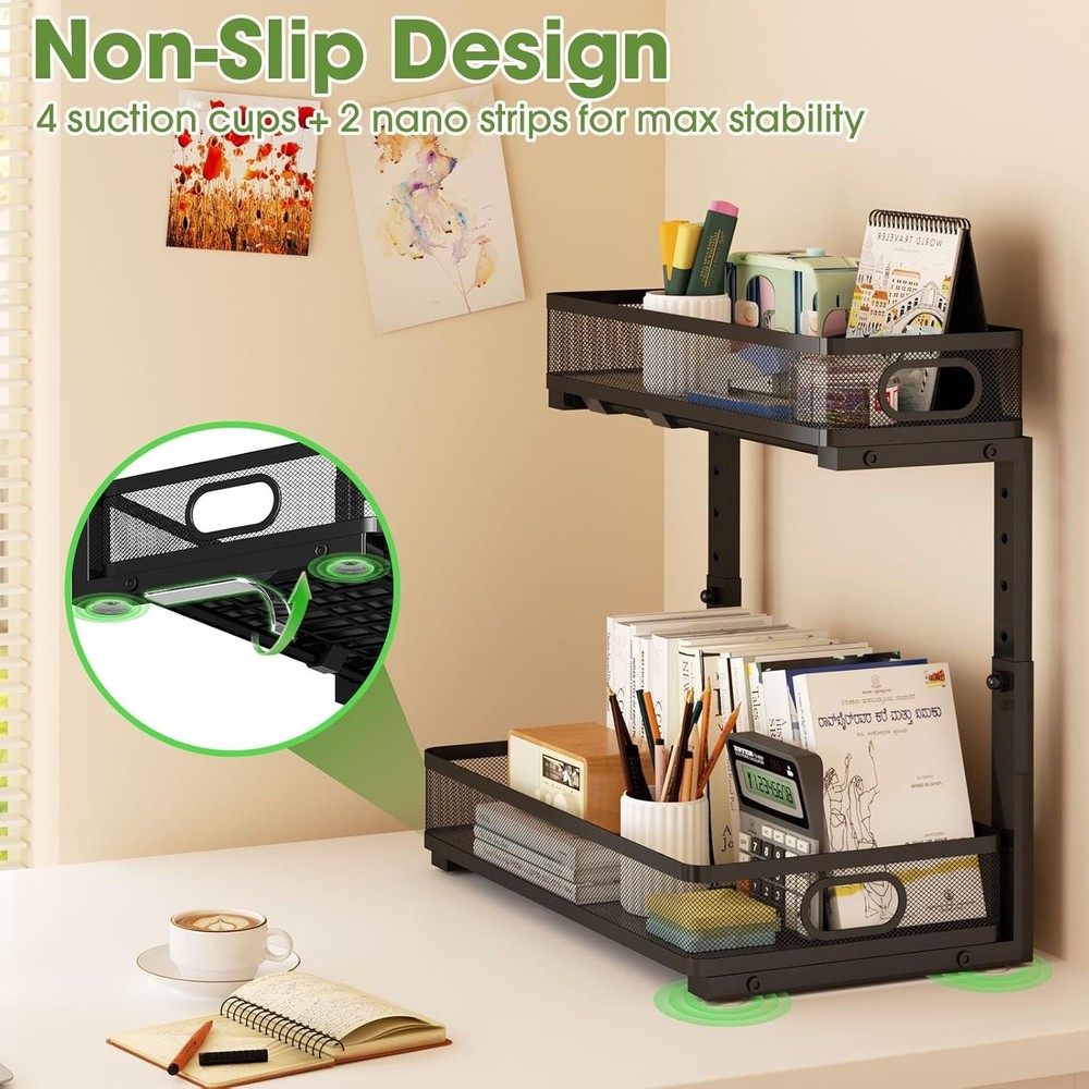 Rust-Resistant Under Sink Storage Racks: Metal 2-Tier Pull-Out Shelves - 2-Pack