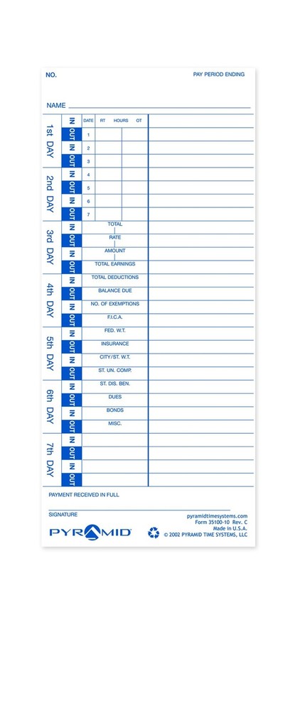 Pyramid Time Systems 35100-10MB 1,000 Count English Language Authentic and Ge...