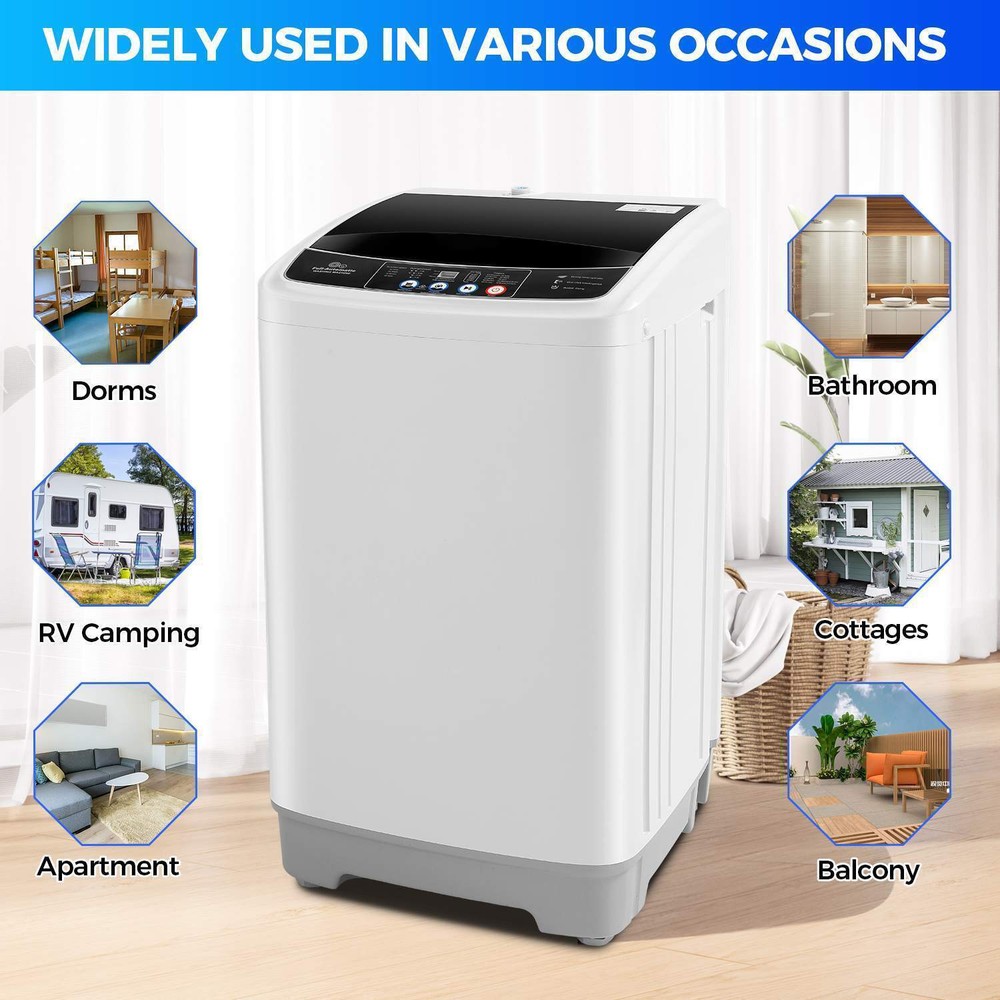 Portable Washing Machine 17.8lb Capacity Full-Automatic Compact Washer Combo