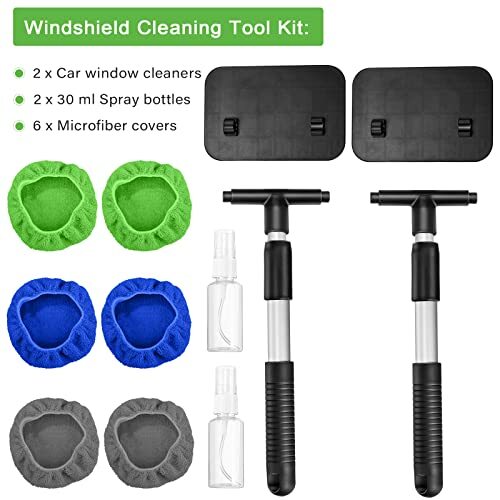 2 Sets Car Window Cleaner Windshield Cleaning Tool with Detachable Handle 6