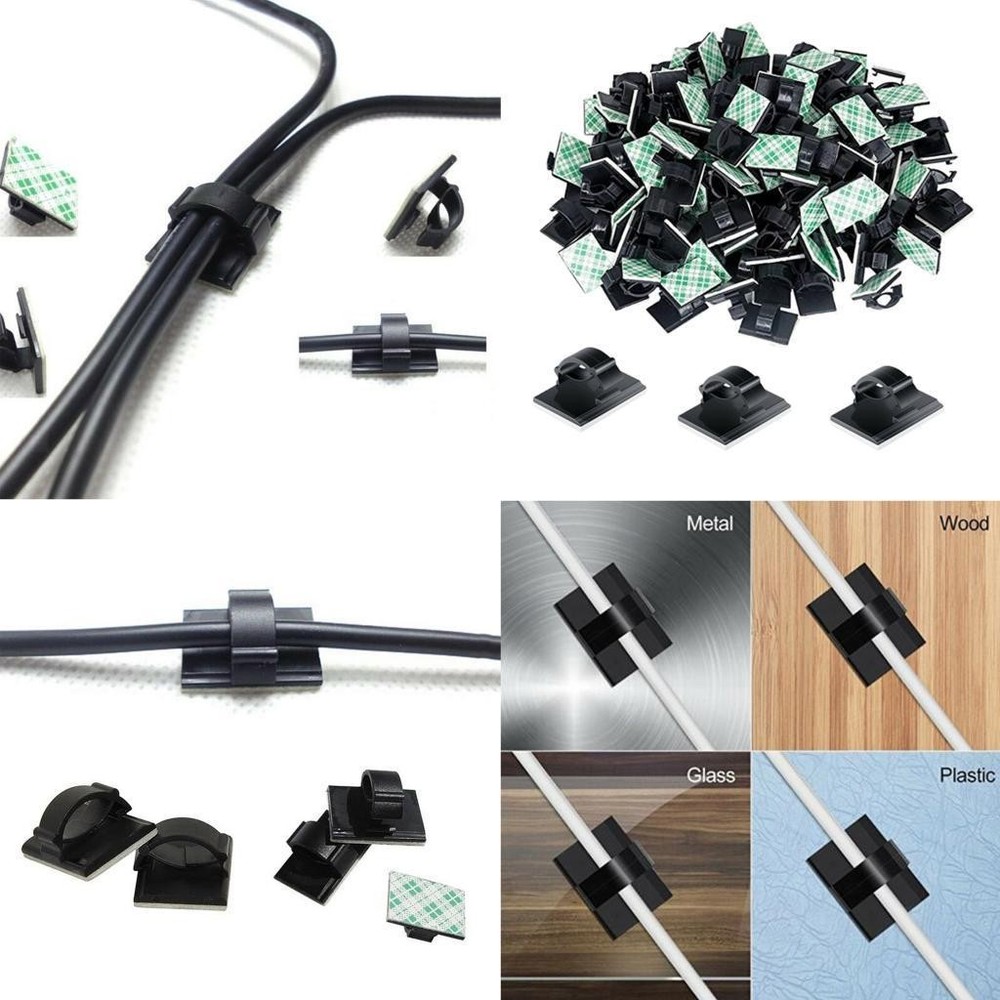 100pcs Adhesive Wire Clips Cable Clips Wire Tie Cable Clamp